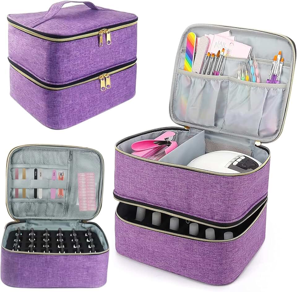 Double Layer Nail Polish Organizer and Travel Case