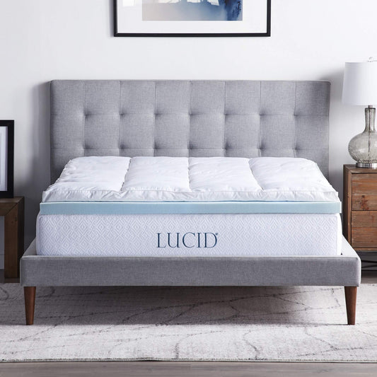 4 Inch Down Alternative and Gel Memory Foam Mattress Topper  Three Toppers In One  Full  White