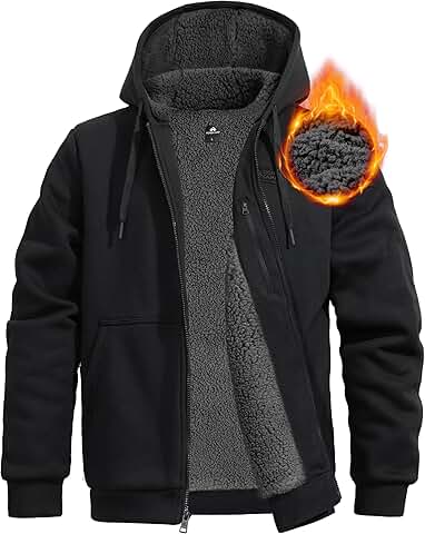 Men's Sherpa Lined Heavyweight Zip Hoodie with Pocket