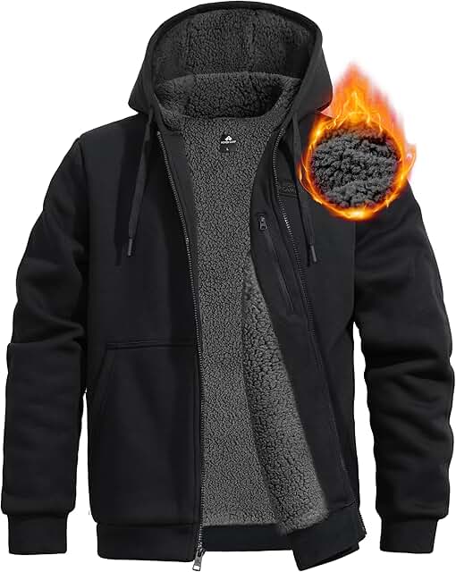 Men's Sherpa Lined Heavyweight Zip Hoodie with Pocket
