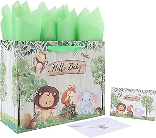 Large 13-inch Baby Gift Bag with Handles and Accessories
