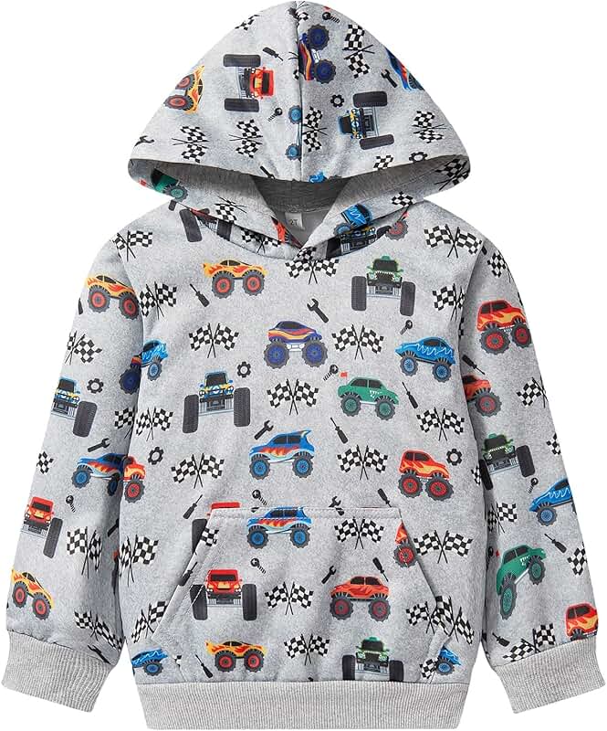 Baby Boys Dinosaur and Truck Hoodie for Toddlers
