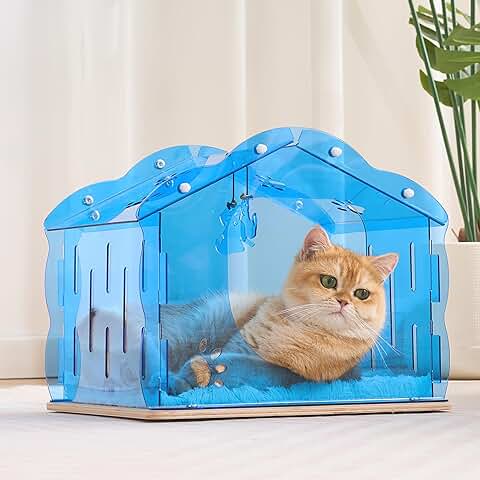 Modern Cat House with Plush Cushion and Toys