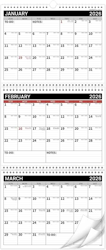 2026-2027 3-Month Wall Calendar, 11"x25.3"