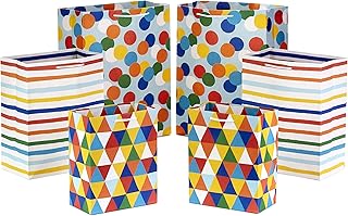 Set of 6 colorful gift bags in various sizes