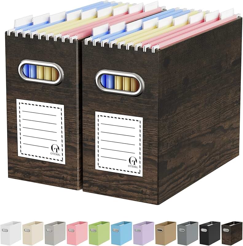 Cardboard File Organizer Box for Hanging Files, Letter Size, 2 Pack