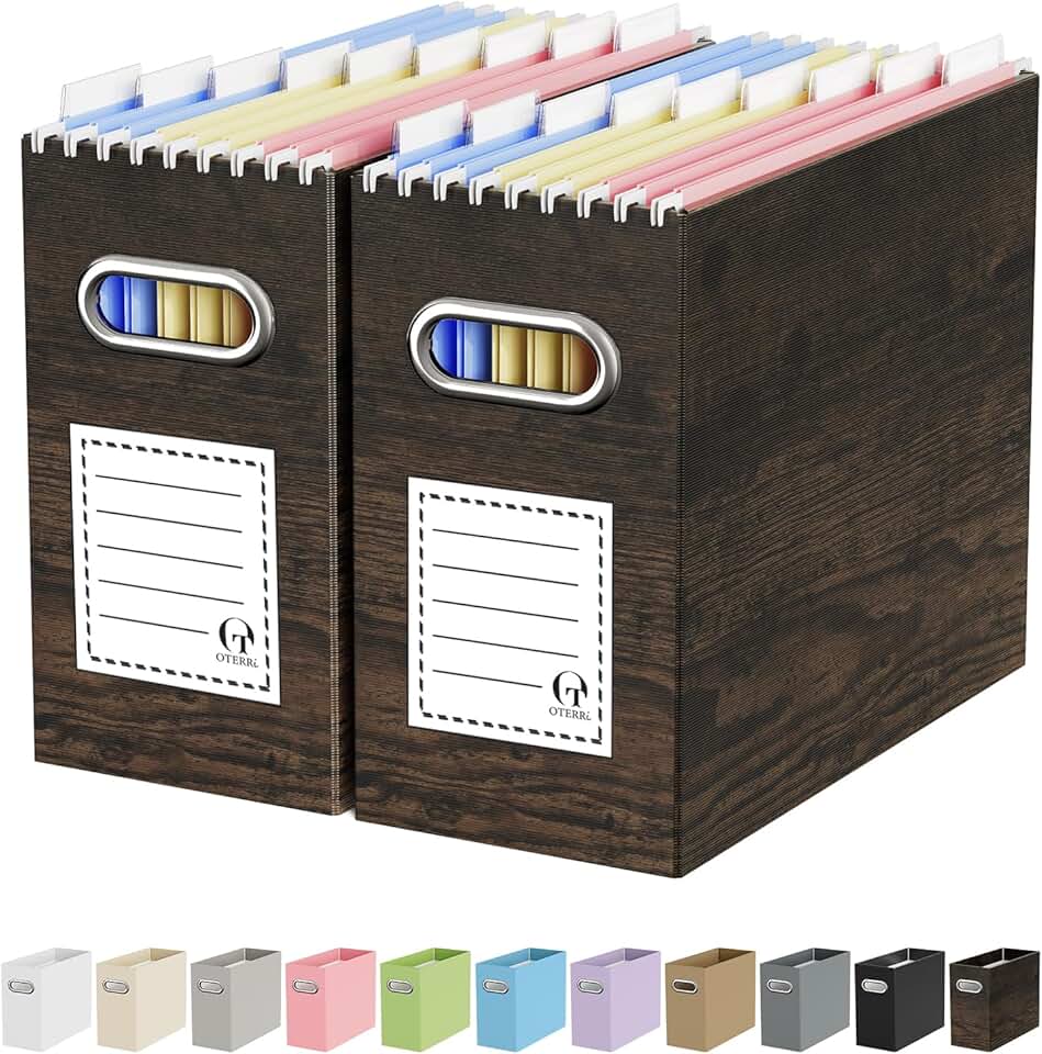 Cardboard File Organizer Box for Hanging Files, Letter Size, 2 Pack
