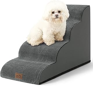 Dog stairs for small pets, 4-step, curved, foam