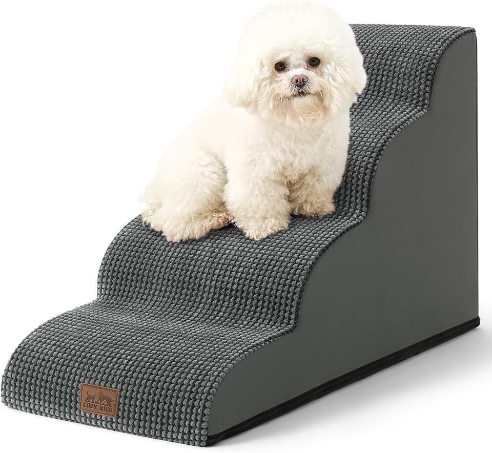 Dog stairs for small pets, 4-step, curved, foam