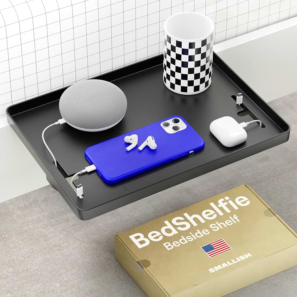 Black Bedside Shelf for Dorm and Bunk Beds