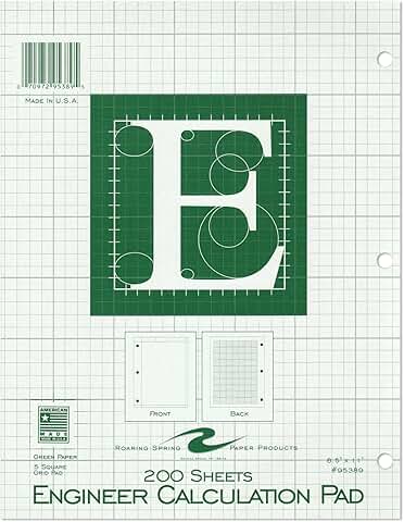 8.5" x 11" Green Grid Paper Pad, 200 Sheets