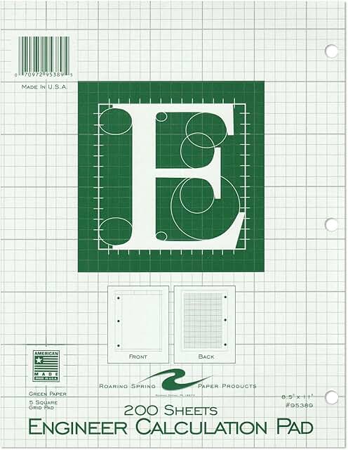 8.5" x 11" Green Grid Paper Pad, 200 Sheets