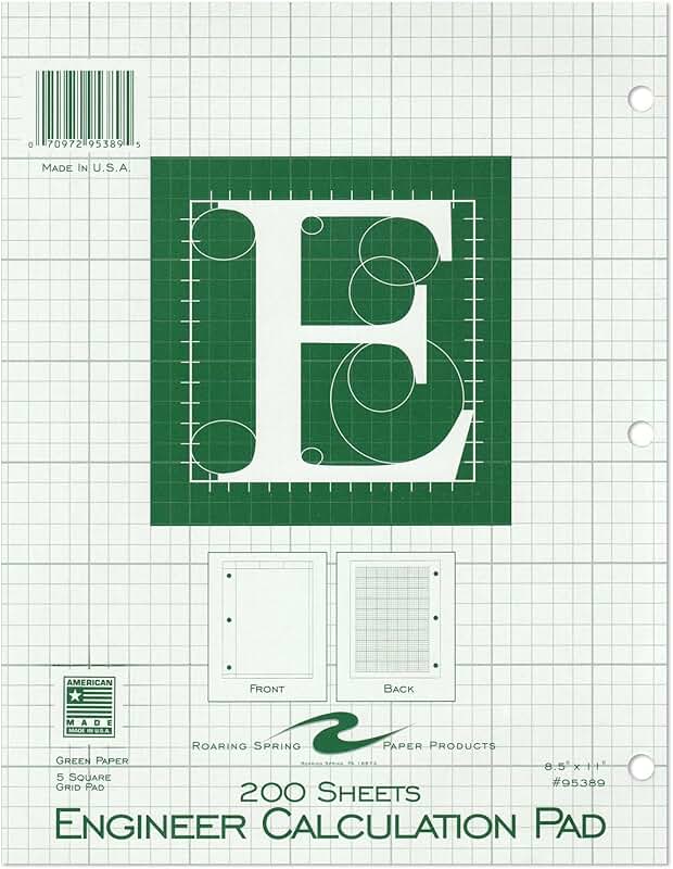 8.5" x 11" Green Grid Paper Pad, 200 Sheets