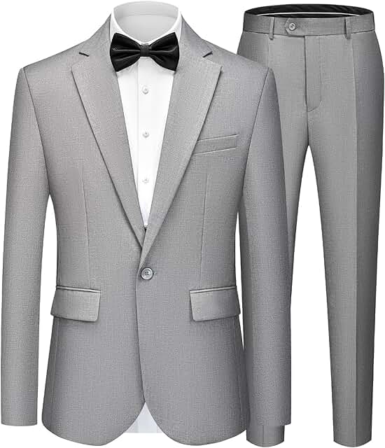Men's Slim Fit 2-Piece Suit for Formal Events