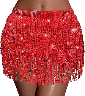 Women's Sequin Fringe Skirt for Dance and Party