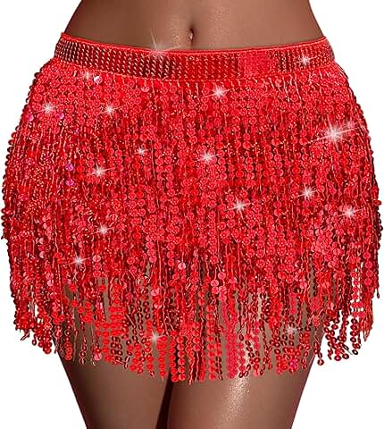 Women's Sequin Fringe Skirt for Dance and Party