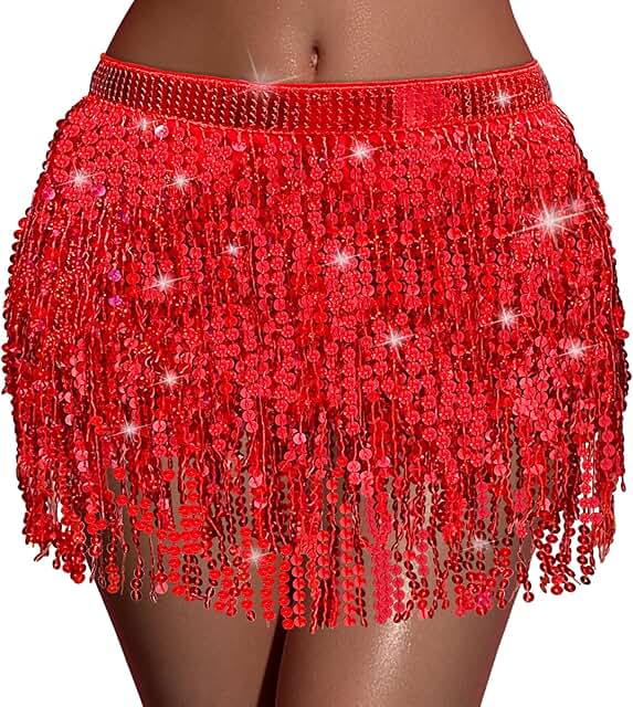 Women's Sequin Fringe Skirt for Dance and Party