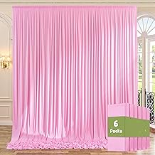 Pink wrinkle-free backdrop curtains, 30ft by 10ft, 6 panels