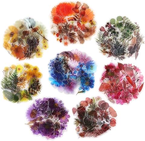 320 Natural Vintage Flower and Leaf Stickers for Crafts