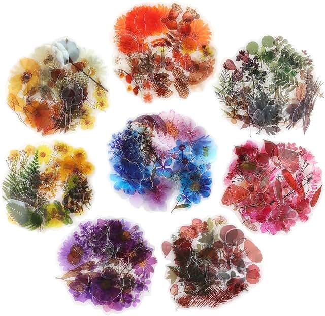 320 Natural Vintage Flower and Leaf Stickers for Crafts