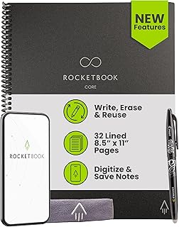 Reusable Spiral Notebook, 8.5x11, Black, Lined Pages