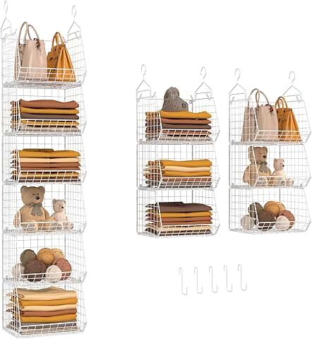 6-Tier Closet Hanging Organizer with Hooks and Baskets