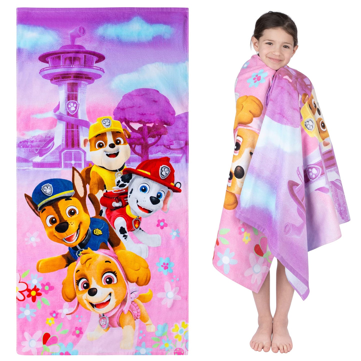 Kids Super Soft Cotton Bath/Pool/Beach Towel, 58 in x 28 in, P Patrol Girls