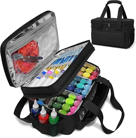 Acrylic Paint Organizer Bag with Handle and Pockets