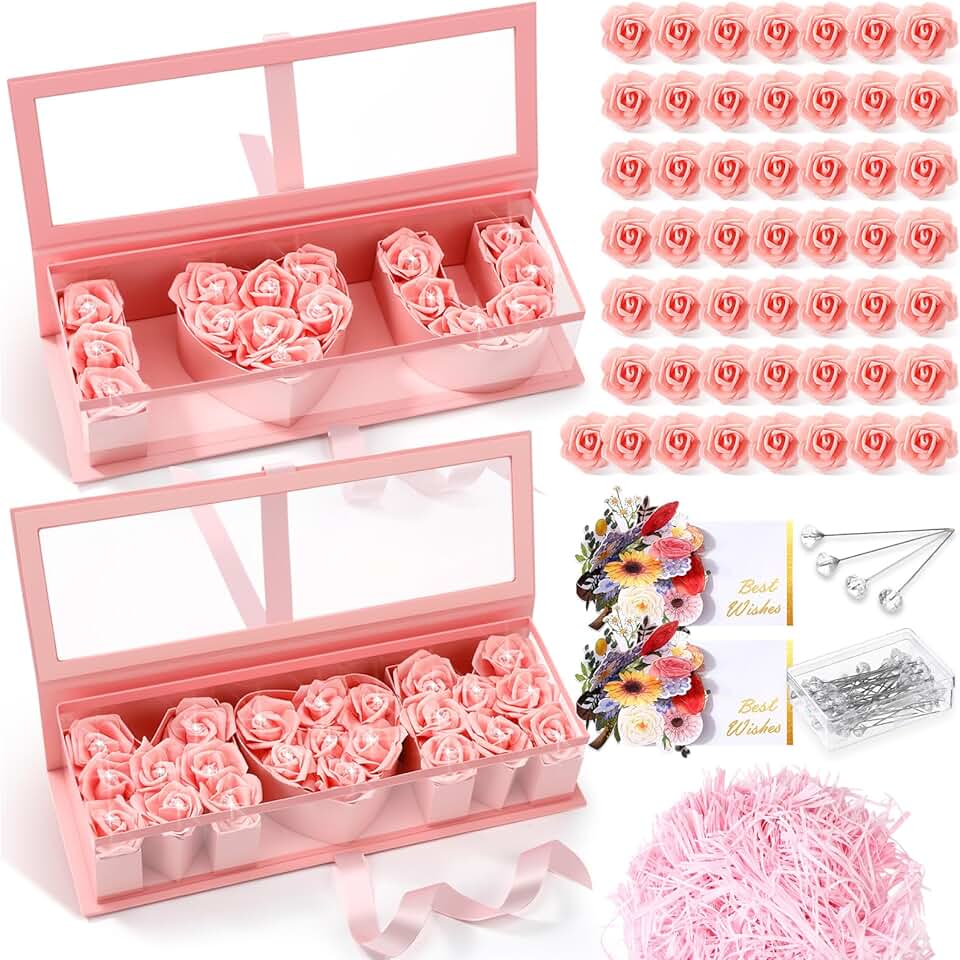 Mother's Day Flower Gift Box with Roses and Cards