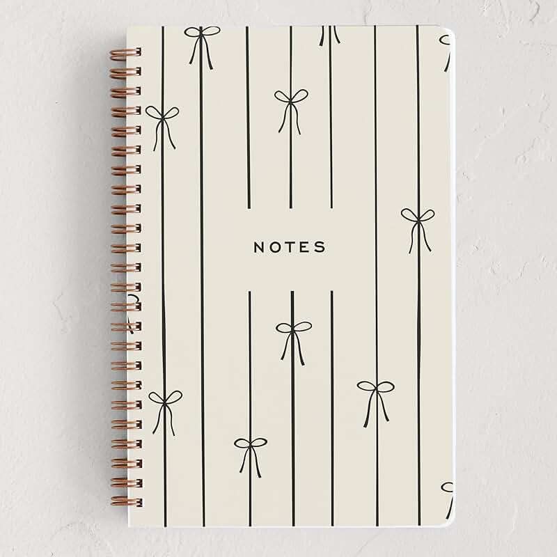 Black Bow Notebook with 160 Lined Pages