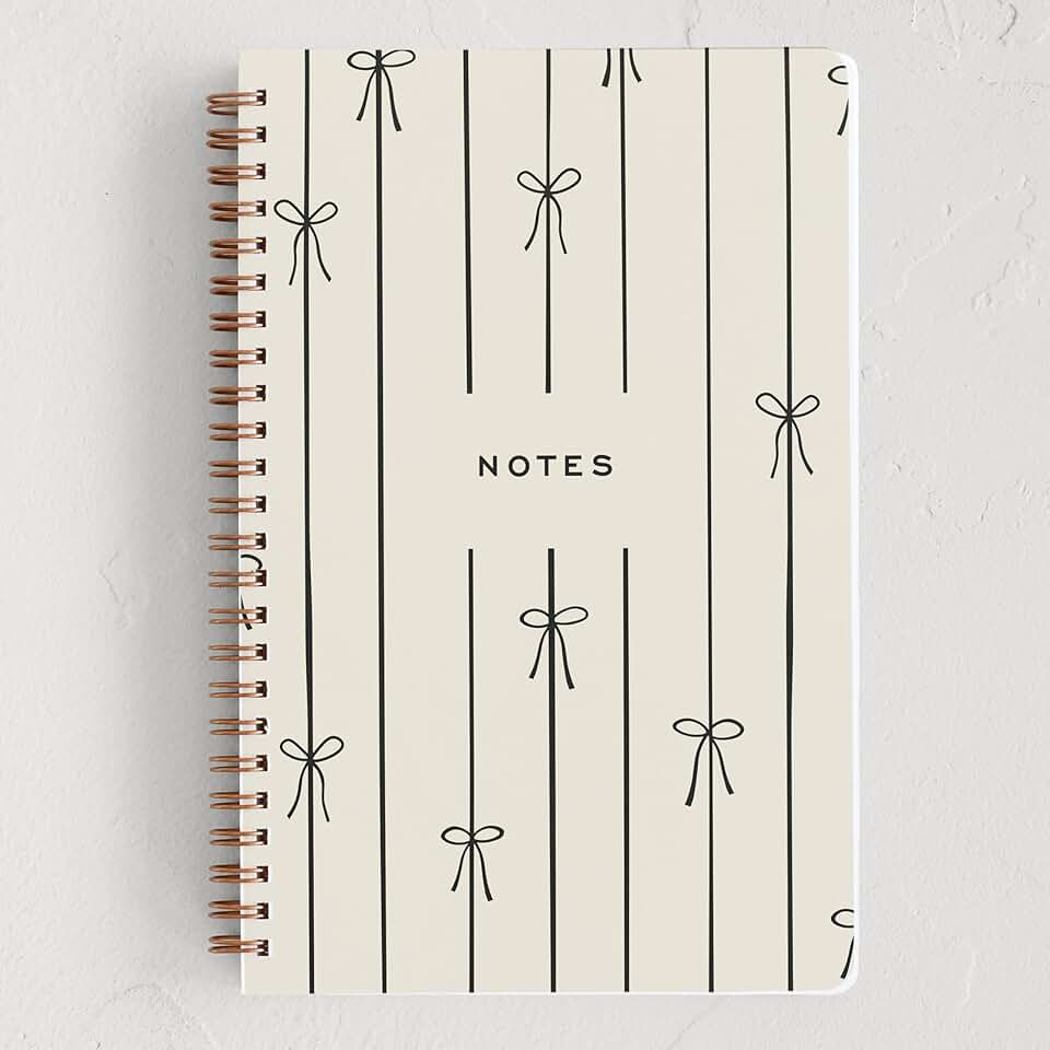 Black Bow Notebook with 160 Lined Pages