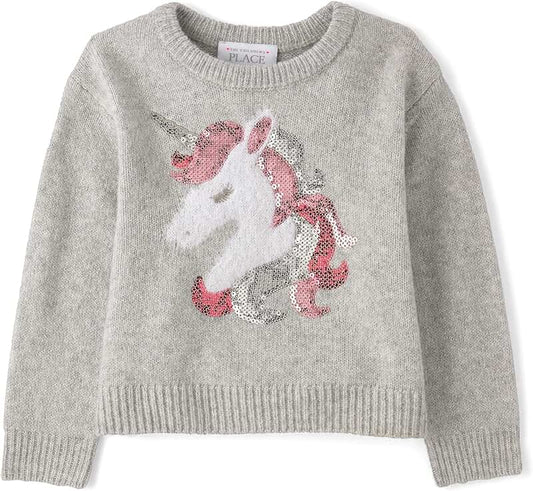 Baby Girls' and Toddler Long Sleeve Sequin Sweater