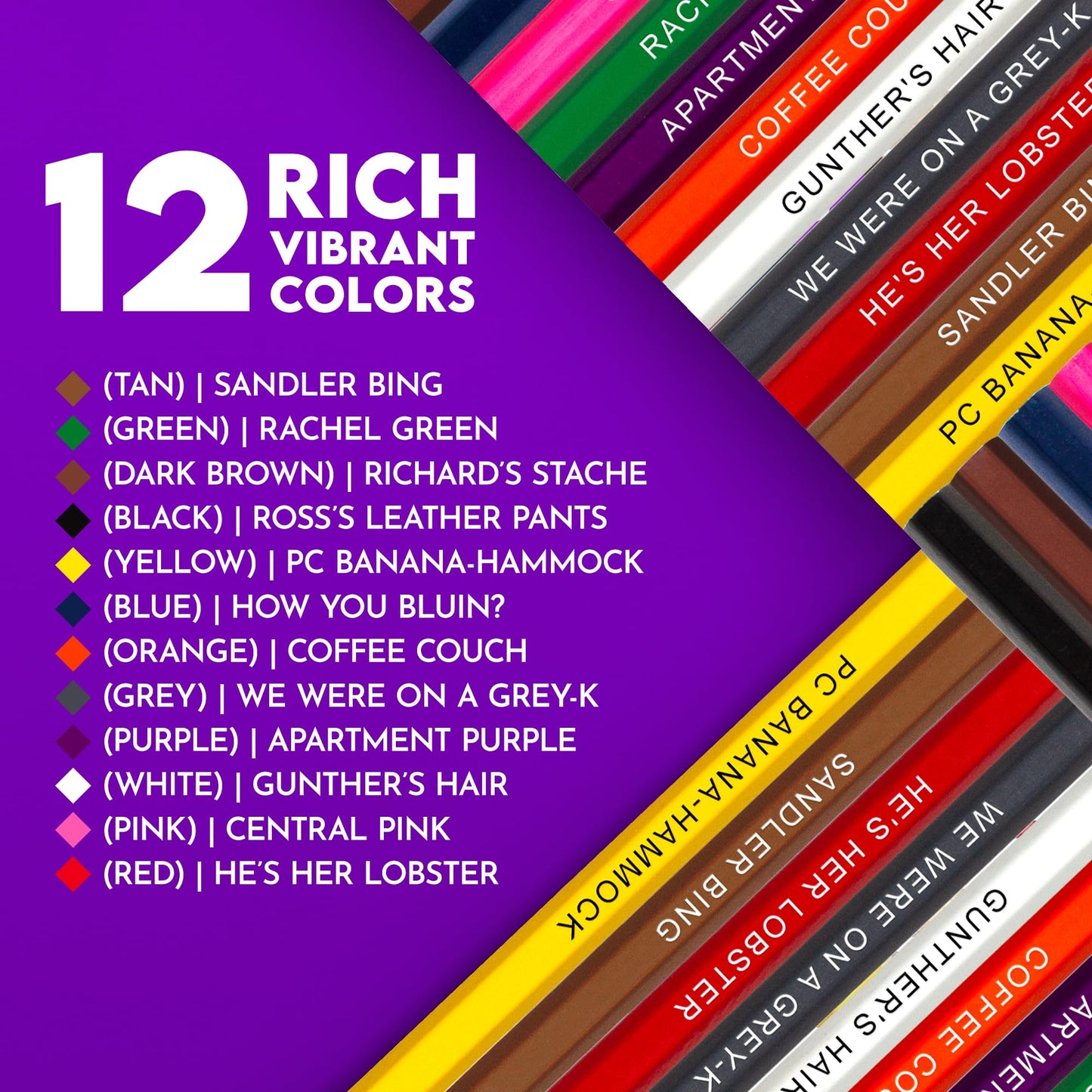 12 Soft Core Colored Pencils Set for Drawing and Art