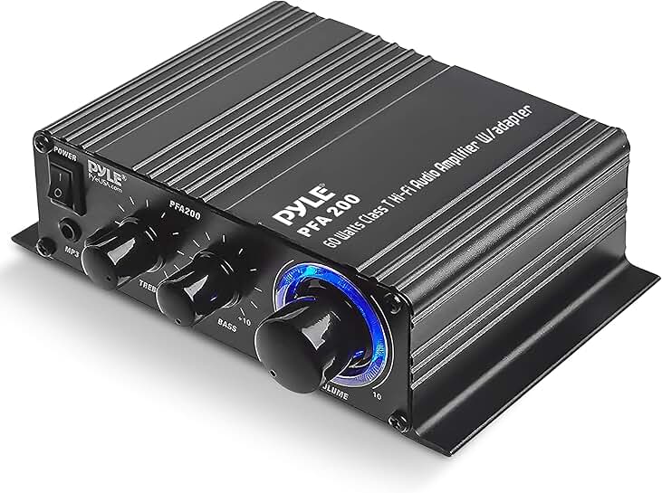 Mini 60W Stereo Audio Amplifier with AUX and MIC Inputs