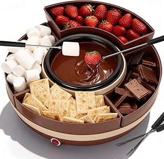 Cheese and Chocolate Fondue Machine with 4-Section Tray