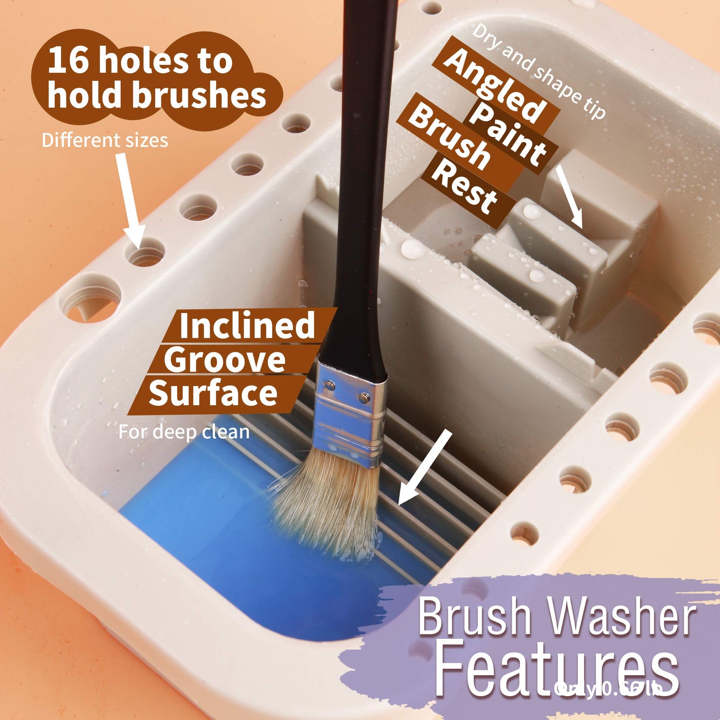 Multi-Use Paint Brush Basin with Palette and Holder