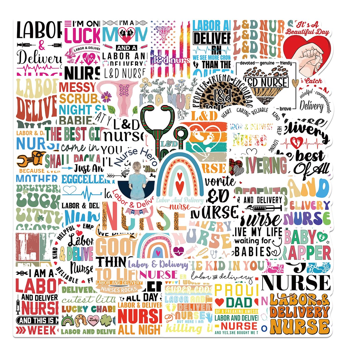 50 Labor and Delivery Nurse Stickers for Gifts