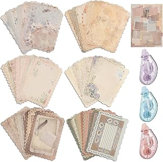 120 Sheets of Lace Edged Vintage Scrapbook Paper, 4.9x6.9 Inch
