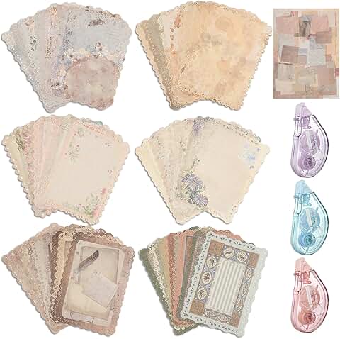 120 Sheets of Lace Edged Vintage Scrapbook Paper, 4.9x6.9 Inch