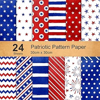 Patriotic Watercolor Firework Scrapbook Paper 30x30cm