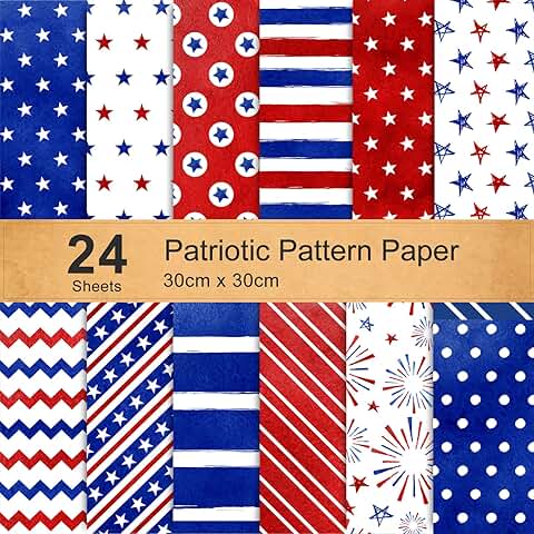 Patriotic Watercolor Firework Scrapbook Paper 30x30cm