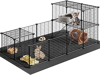 Guinea Pig Cage with Waterproof Mat and Playpen