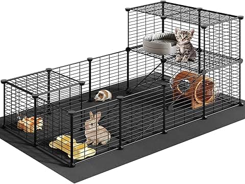 Guinea Pig Cage with Waterproof Mat and Playpen