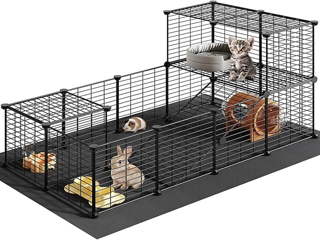 Guinea Pig Cage with Waterproof Mat and Playpen