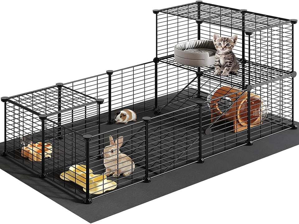 Guinea Pig Cage with Waterproof Mat and Playpen