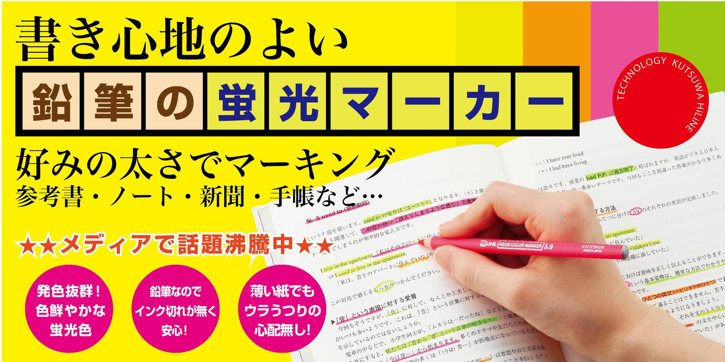 Bright Fluorescent Highlighter Pencil Set with Four Colors