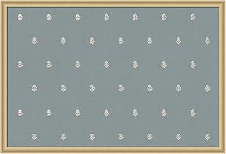 Blue botanical fabric pinboard with gold frame