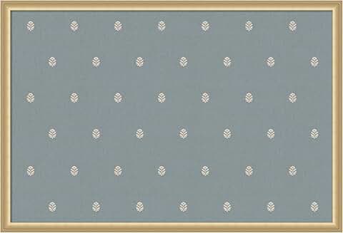 Blue botanical fabric pinboard with gold frame