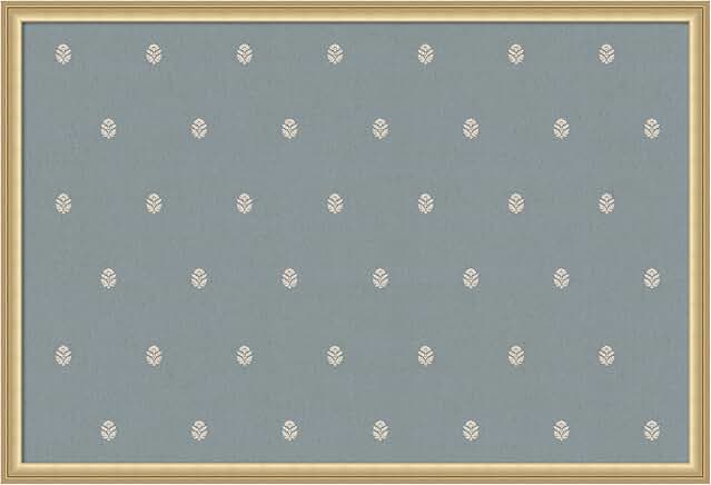 Blue botanical fabric pinboard with gold frame