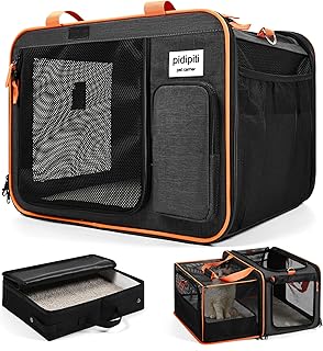 Expandable Cat Travel Carrier with Leakproof Litter Box